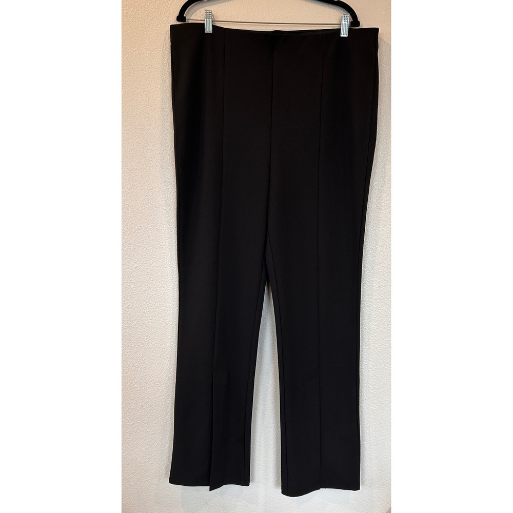 HM Womens XXL Black High Waisted Straight Leg Pants Front Slit 1089791‎ NWT